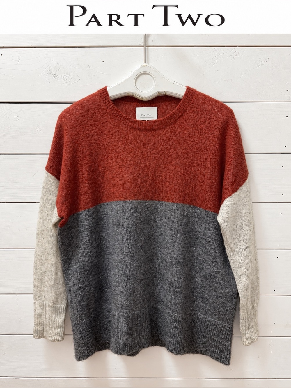 Part Two Color Block Wool & Mohair Sweater – Size M